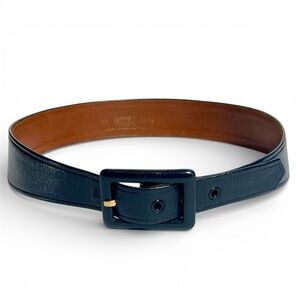 Vintage Garay Leather Belt Navy Blue Corset Curved Waist 1960s Mod Sz 28 Small